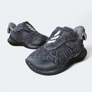 Adidas Kids FortaRun AC Black/Grey Palm Leaf Print Sneakers Size 4K